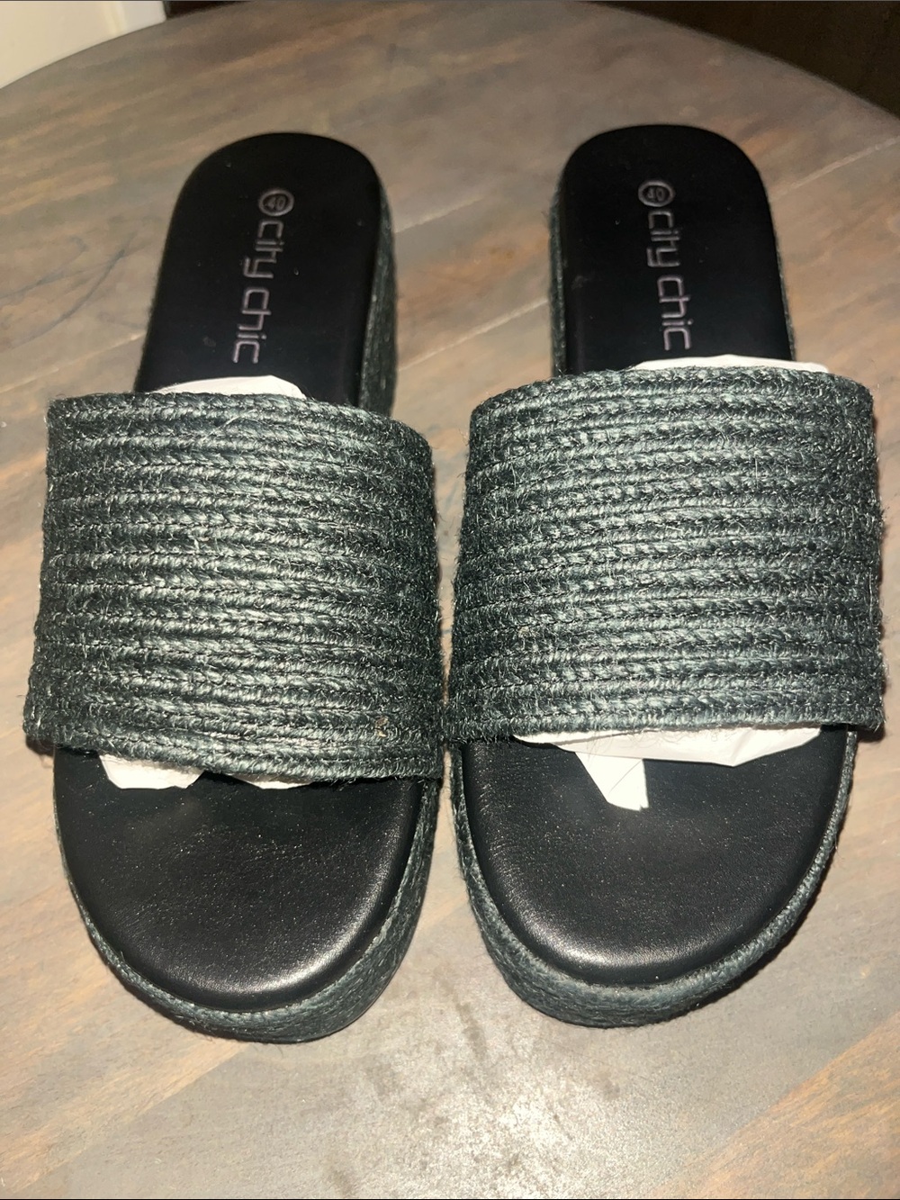 City Chic Black Woven Slide Mules - Women